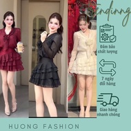 Huong fashion three-tier bow dress