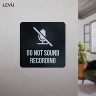 No sound recording sign, black aluminum no-recording area warning sign 15x15cm BG127