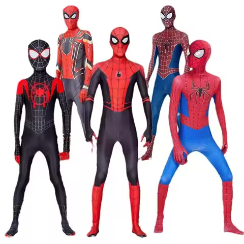 Spiderman Costume Spider Man Black Panther Iron Man Spider Gwen Cosplay Zentai Jumpsuit Bodysuit Hal