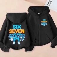 Baju Hot Six Seven Zip Up Hoodies Children's Funny 67 Brainrot Sweatshirts Clothes Kid Girl Boy Zipp
