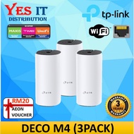 TP-Link Deco M4 AC1200 Whole Home Mesh Wi-Fi System ( 3 packs )--FREE RM20 AEON VOUCHER