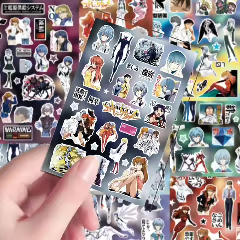 8pcs Anime Evangelion Stickers, Waterproof Decals for Journaling & Scrapbooking, Laptop Phone Decor,