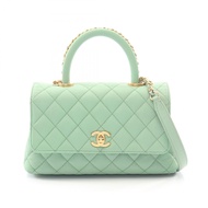 【二手】香奈兒 (Chanel) Coco Handle Flap Matelassé 2WAY A92990 薄荷綠魚子醬紋小牛皮 (粒面小牛皮) Coco Handle Matelassé 2wa