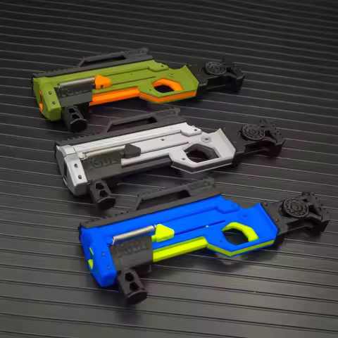 Can Shoot 6mm Ball Mini Gun Model Keychain Cyberpunk Sci-fi Style Pendant Key Chain Gift for Kids Me