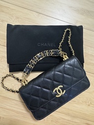 Chanel 22K woc 黑色牛皮電話包 小癈包