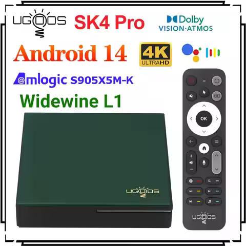 UGOOS SK4 Android 14 TV BOX Amlogic S905X5M-J 4G64G Support Dolby Vison Audio AI-SR Android 14.0 Med
