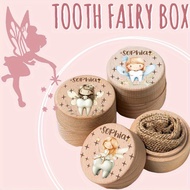 Personalized wooden tooth storage box for baby milk teeth collection; 1st birthday gift.