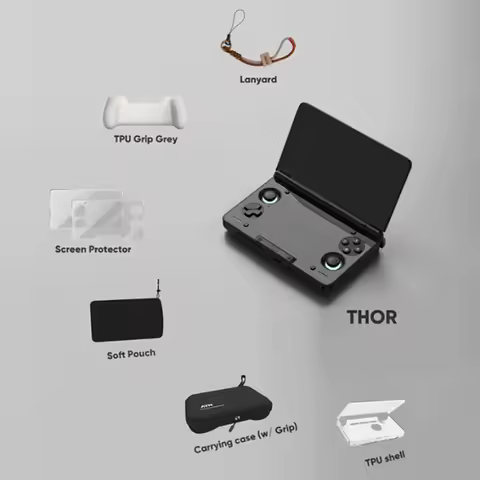 AYN THOR Dual Screen Flip Up Handheld Device Gaming Accessories Protective Case Storage Bag Lanyard 
