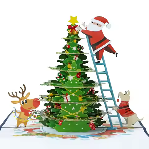 5set/1set Christmas 3D Santa Claus Decorative Card for Festive Occasions | Great Gift for Parents, S
