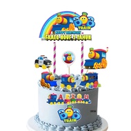 [CUSTOM NAME] Happy Birthday Cake Topper Bob The Train Decoration Set Party Accessories Banner Hiasa