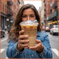 ABOVE 16 Oz Plastic Cups With Secure Lids Clear Disposable Beverage Cups For Iced Coffee Soft Drinks