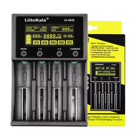 LiitoKala Lii-M4S Multifunctional Smart Charger LCD Screen 3.7V 1.2V Rechargeable Battery Charger Fo