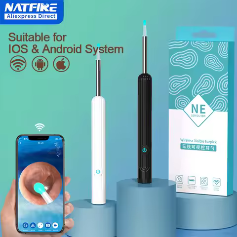 NATFIRE NE7 Smart Visual Ear Sticks Otoscope 1296P Endoscope Wax Removal Tool Earpick Mini Camera He
