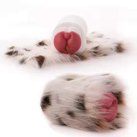 GEEBA Wild Spotted Furry Soft Silicone Male Masturbator Realistic Pocket Pussy Faux Fur Covered Manu