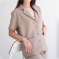 Suarahati - SOFIA Blazer KOREAN LOOK Short Sleeves Women's Basic Work Blazer Women