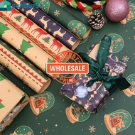 [Wholesale] New Year Xmas Party Supplies / DIY Xmas Gift Decorative Package Kraft Paper / Christmas Collection Present Box Wrapping Paper / Xmas Tree Santa Elk Vintage Decor Papers