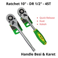 Live Veloz Ratchet Iron Handle Rubber/ 10 inch DR 1⁄2 inch 45 Teeth Chrome Vanadium Steel