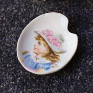 老雜貨古董 古典 仕女 Cameo 煙灰缸 小碟子 小盤子 Vintage w27