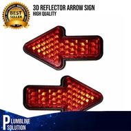 3D Plastic Reflector Arrow Sign Sticker (2pcs/pack) / Self-adhesive / Super Reflective / Brightness