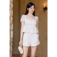 EUGENIA PADDED FLORAL TOP IN BLUE