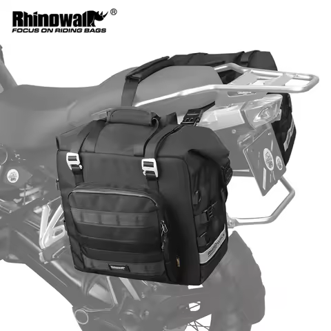 Rhinowalk Motorcycle Side Bag Quick Release 3D Cube Tail Bag Waterproof 25L-32L Expandable Pannier B