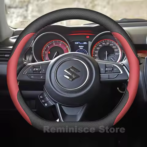 Leather Car Steering Wheel Cover for Suzuki Swift Sport 2025-2011 Non-slip Auto Steering Wheel Cover
