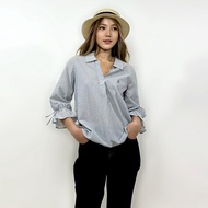 PORTLAND เสื้อเชิ้ตแขนสม็อบ / Bell Sleeves Blouse (Blue)