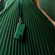 【春天來了】頸掛式皮革防摔手機殼iPhone 12 Mini 綠
