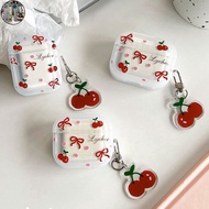 NC Casing For Airpods 4 Pro 2 3 1 Red Bowknot Cherry Pattern Soft TPU Shockproof Earphone Case Wirel
