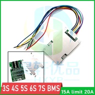 3S 4S 5S 6S 7S 15A Giới Hạn 20A 3.7V 18650 Lithium Ban Bảo Vệ Pin 12V 24V 29.4V Li-Ion Gói BMS Với C