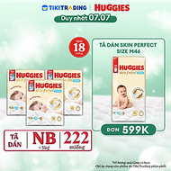 Combo 3 gói Tã/bỉm dán sơ sinh Huggies Skin Perfect NB 70+4 miếng với 2 vùng thấm giảm kích ứng da