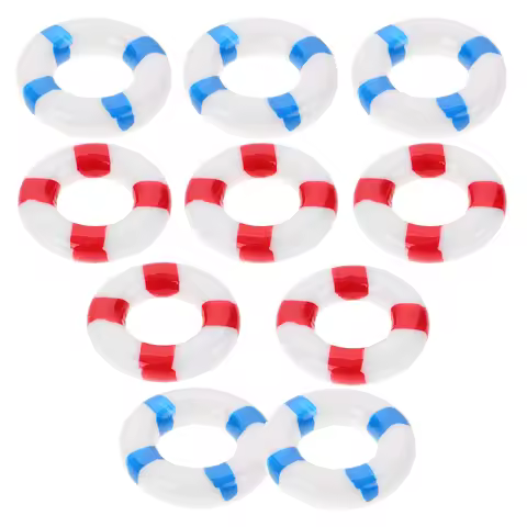10 Pcs Micro Landscape Swim Rings Lifebuoy Decoration Marine Miniature Buoys Pool Number Family Fun 