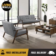 LIVING MALL Willa Fabric 2-Seater and 3-Seater Sofa Set in Grey Colour