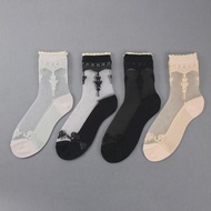 & Invoice Huariya Made In Japan Transparent Socks Glass Stockings Flowers Butterfly Japanese Romanti