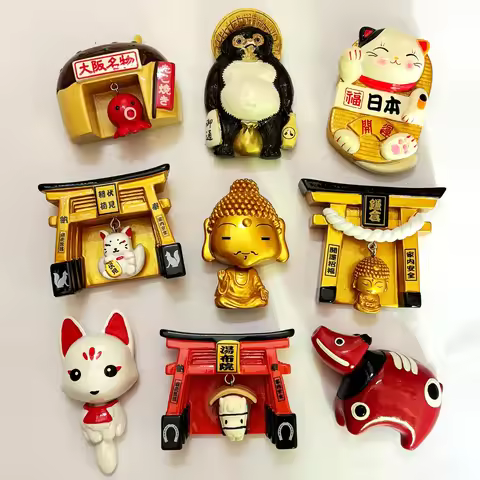 Octopus Balls, Crab, Okinawa Lion, Osaka, Japan 3D Fridge Magnets World Travel Souvenirs Refrigerato