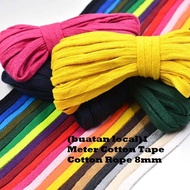 (buatan local)1 Meter Cotton Tape Cotton Rope 8mm Hollow Flat Twisted Cord Cotton Tali Kasut Tali Seluar