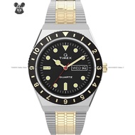 TIMEX TW2V18500 Analog Watch Q Timex Reissue 38mm Two-Tone SS Bracelet Silver Gold Black *Original