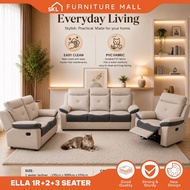 SKL Furniture ELLA Recliner Sofa Set 1+2+3 Velvet Fabric Sofa Lounge Chair Relax Sofa