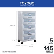 TOYOGO 5-Tier Storage Drawer Cabinet with Wheels (145L) – Durable & Space-Saving Organizer (609-5)