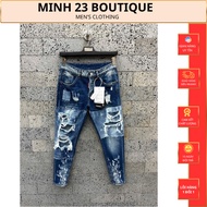 Men's Jeans Code D2-1964-2 4 Buttons Ripped and Crushed Tapered Legs Dsq Denim Jeans Men Seluar Jean