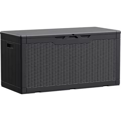 Devoko 100 Gallon Waterproof Large Resin Deck Box Indoor Outdoor Lockable Storage Container Patio Fu