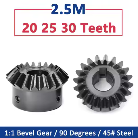 1pc Bevel Gear 2.5M 20 25 30 Teeth 90 Degrees Meshing Angle Steel Gears 1:1 Speed Ratio 2.5 Module 2