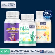 [โปรโมชั่นคุณหนูๆ] NBL DHA Algae Oil 470 mg + Calcium Vit D + Multi Elderberry วิตามินแบบครบสูตร (30