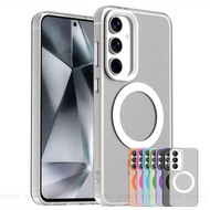 For Samsung A55 Case Cover Samsung Galaxy A55 Transparent Annular Magnetic Matte Clear Wireless Char