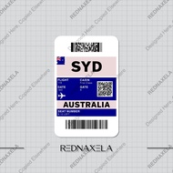 Vinyl Boarding Pass Sticker SYD Sydney Australia Outdoor Waterproof Suitcase Sticker