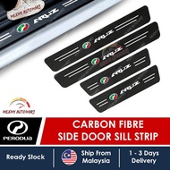 ⊕✒[4pc/Set] Perodua ARUZ Car Door Side Step Sill Strip Carbon Fibre Leather Anti Scratch Protector Sticker Fiber