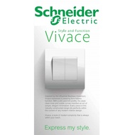 (SG Seller) Schneider Electric 16AX  2 Gang 1/2 Way Vivace 250V Switch| White Colour