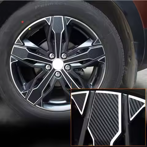 3D 4D Carbon Black Wheel Stickers DIY Pre-cut Film For PEUGEOT 3008 4008 5008 GT 2017-2023 18" Wheel
