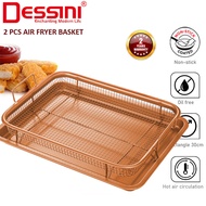 DESSINI 2in1 Air Fryer Basket Tray Oven Non Stick Copper Crispy Tanpa Minyak Healthy Cooking Rack Pa
