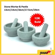 JIMATHERO-Stone Mortar And Pestle Set 14.5CM/16CM/17.5CM/19CM | Lesung Batu